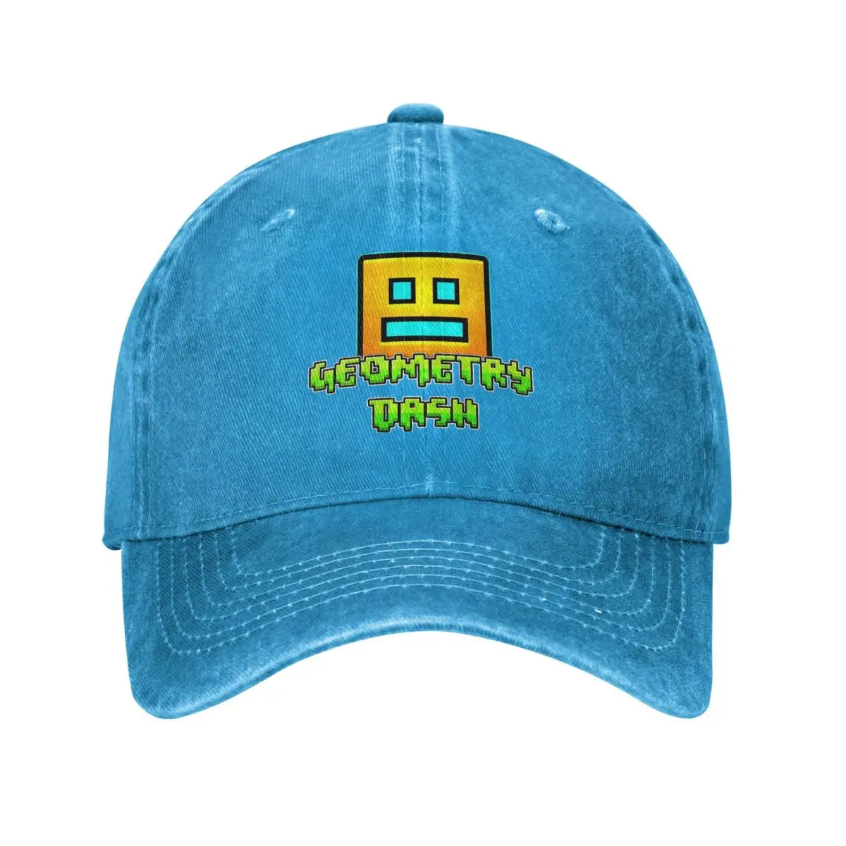 Geometric Dash App Fun Games Men Women Baseball Cap Geometry Dash Distressed Denim Washed Caps Hat Adjustable Fit Snapback Hat
