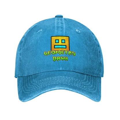 Geometric Dash App Fun Games Men Women Baseball Cap Geometry Dash Distressed Denim Washed Caps Hat Adjustable Fit Snapback Hat