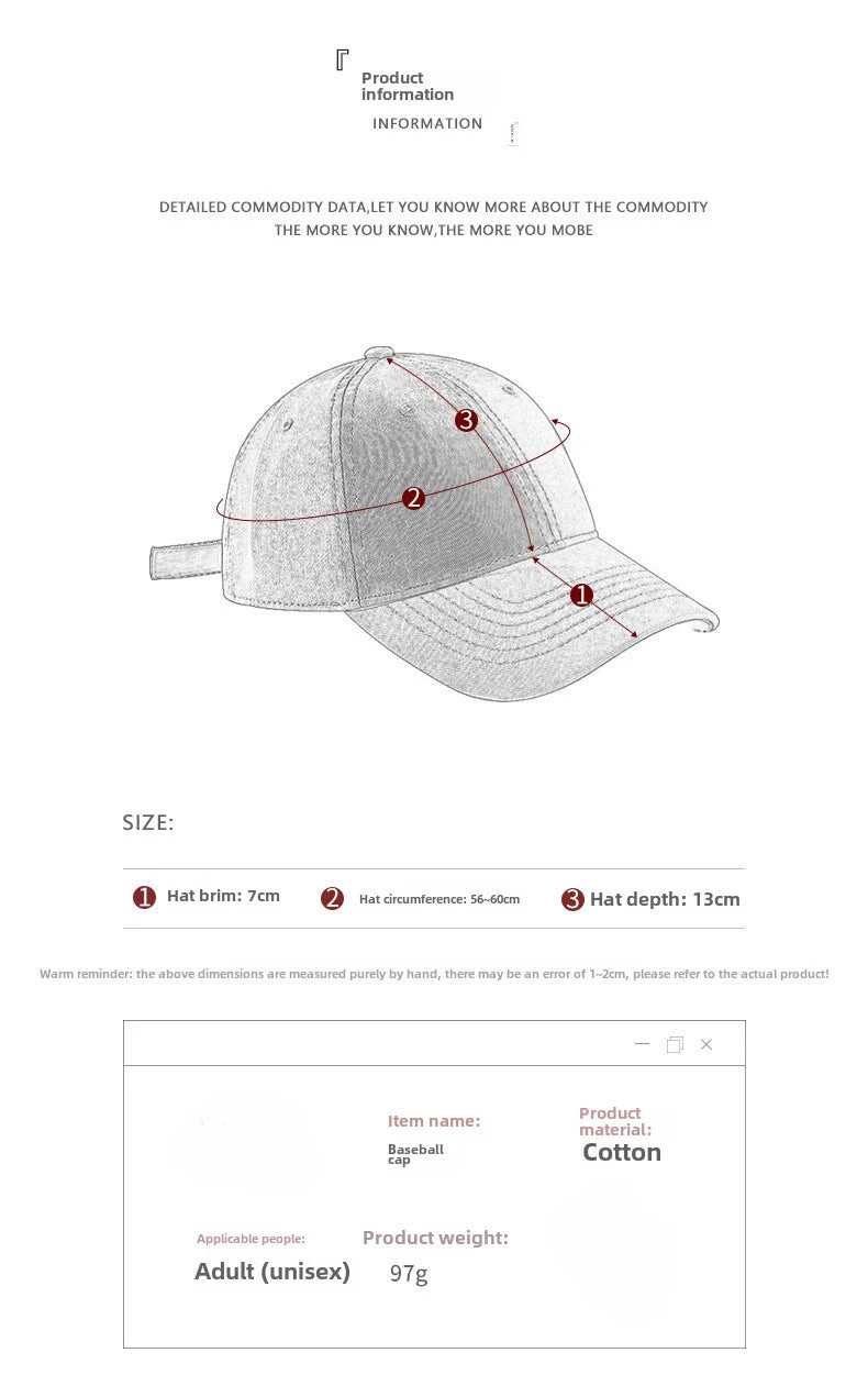 Letter Three-dimensional Embroidery Soft Top Rough Edge Men's BaseballCap European and American Fashion Versatile Cap Adjustable