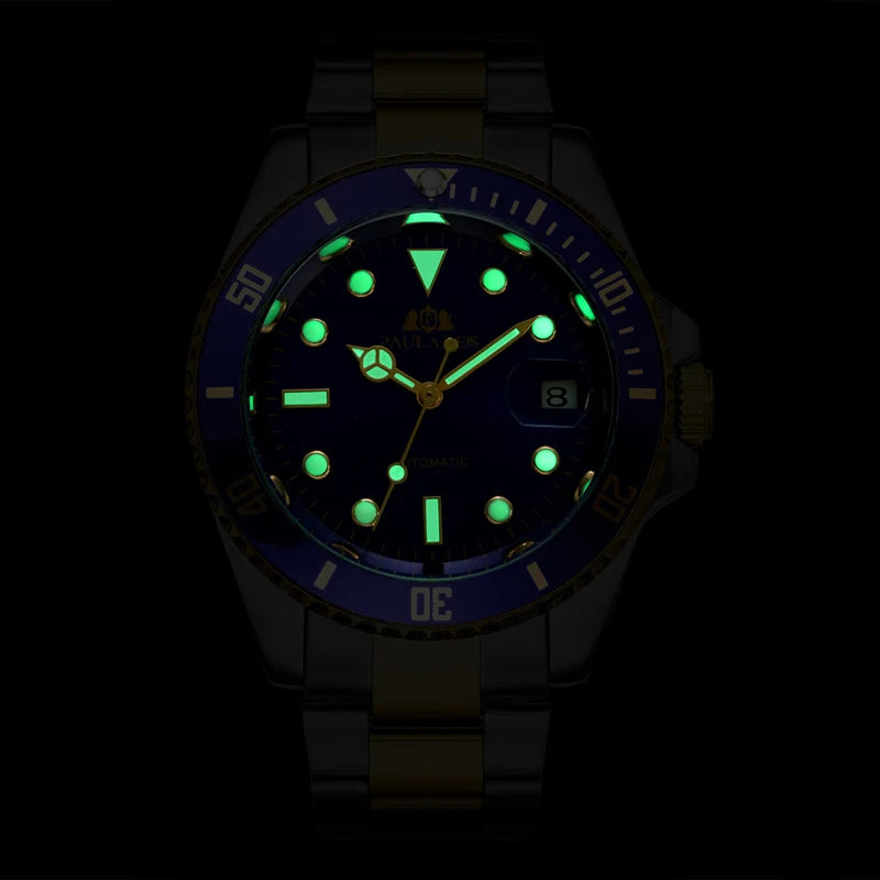 High Quality Automatic Mechanical Watch for Men Stainless Steel Red Dial Date Strong Luminous Luxury Men's Watch