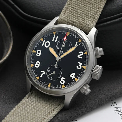 Militado VK61 VK67 Quartz Chronograph Watch 39mm 316L Stainless Steel Case 3 Dial Waterproof 100M  Multifunction Military Watch
