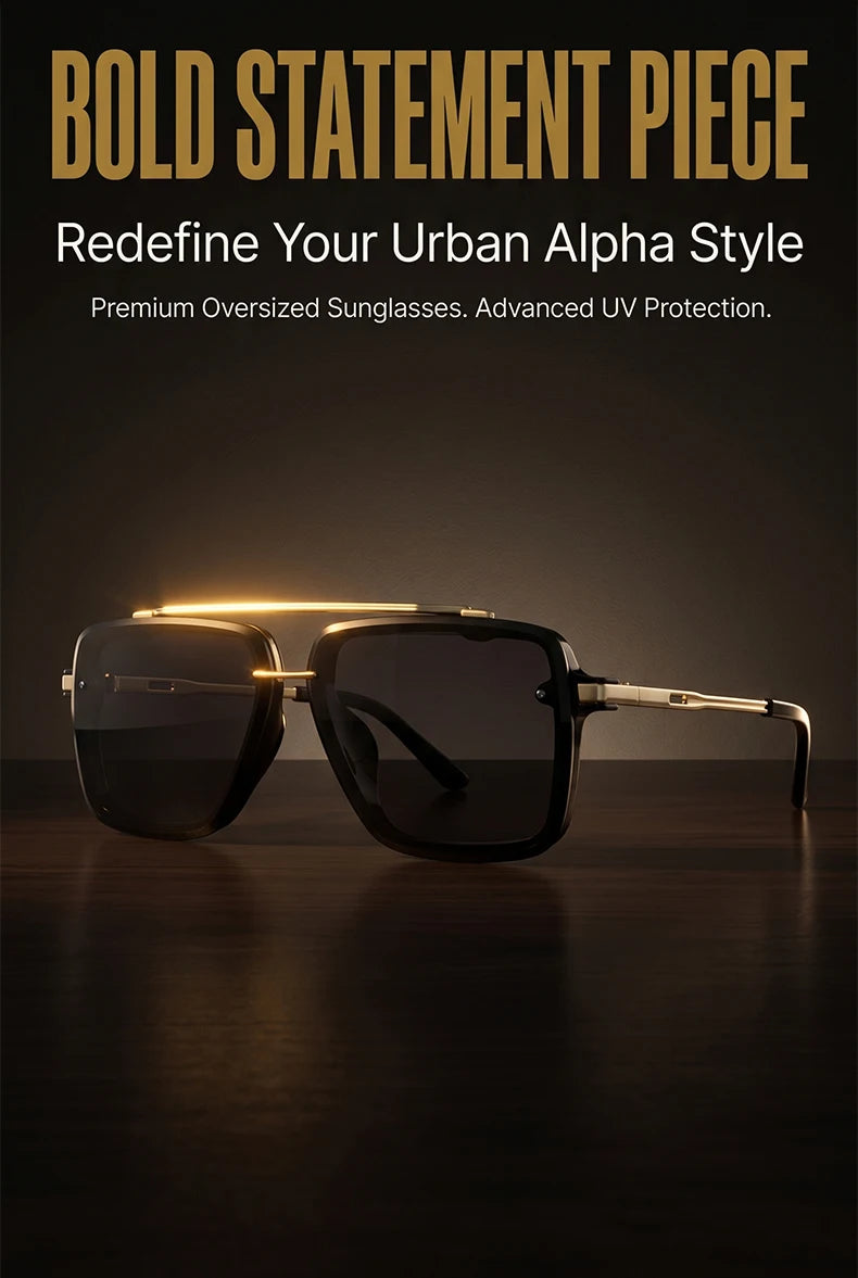 Steampunk Square Double Bridge Sunglasses Men Big 2026 Luxury Brand Designer Retro Punk Driving Sun Glasses Metal Frame Eyewear