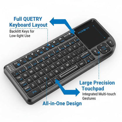Teclado Bluetooth Mini MRSVI A8 PLUS, teclado inalámbrico retroiluminado de 2.4GHz con panel táctil para Android TV Box, Mac, portátil y Windows