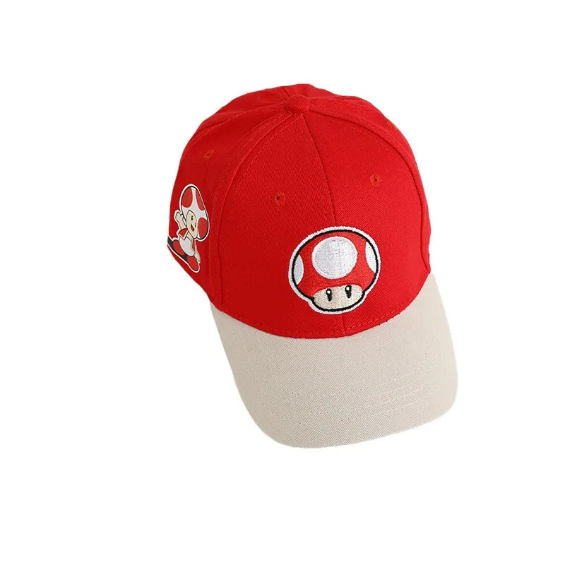 New Super Mushroom Peach Baseball Cap Creative High Color Cartoon Printed Boys and Girls anime merchandise Trendy birthday gifts