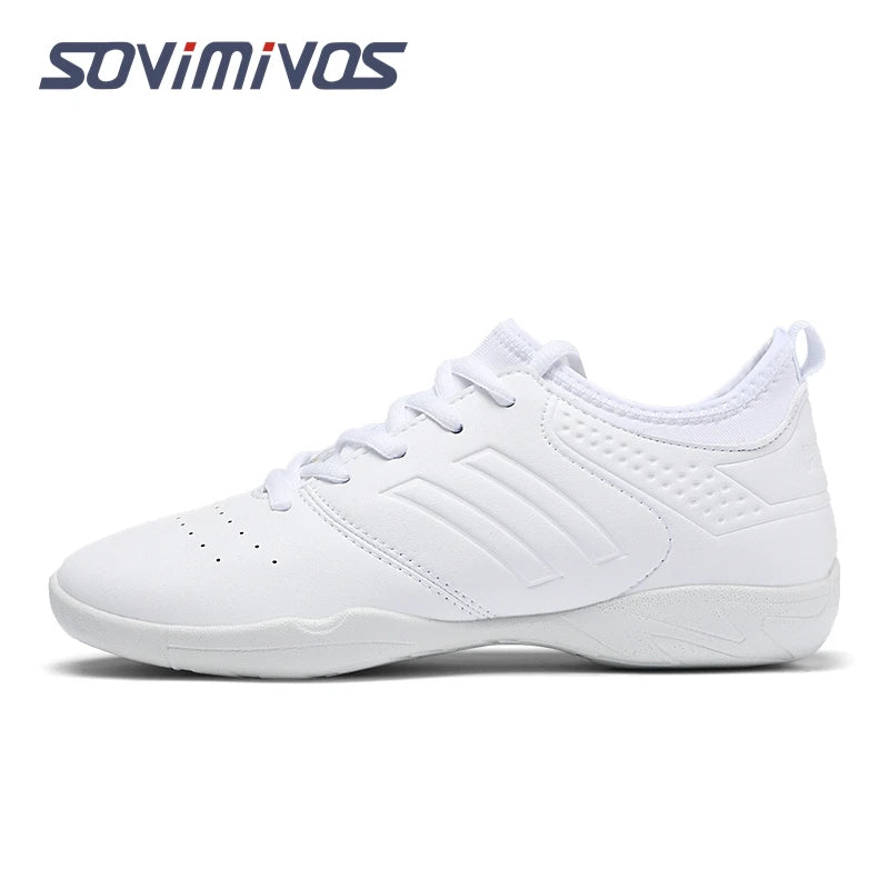 Women Dance Shoes Lightweight Flat Athletic Shoes Competitive Aerobic Gymnastics Shoes Fitness Sports Shoes White Dance Sneakers