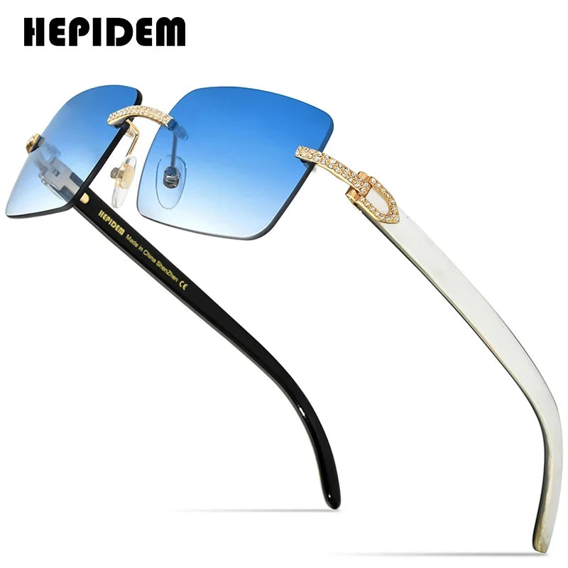 HEPIDEM Buffalo Horn Glasses Men Famous Brand Design Rimless Sunglasses Women Luxury Eyewear Horn-Rim Frameless Buffs Eyeglasses