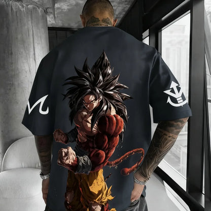 Dragon Ball Anime Super Saiyan 4 T-shirt Summer Men's and Women's Street Loose Casual Versatile Parent Child Clothing Top