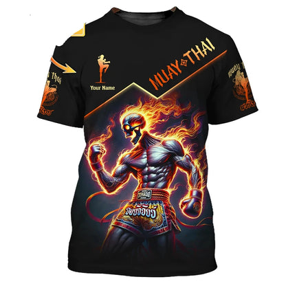 Cool ny Muay Thai-grafisk T-shirt til mænd, 3D-print med tiger- og dragemotiv, personlighed, tilpasset navn, T-shirt til sommer, træning og fitness