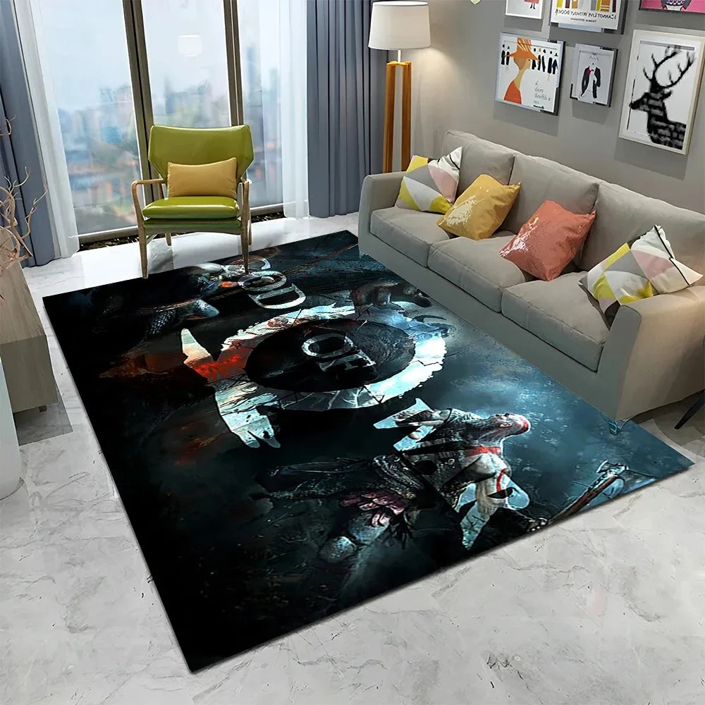3D God of War Games Carpet Home Living Room Bedroom Sofa Doormat Decor Kids Play Area Rug Non-slip Mechanical Washable Floor Mat