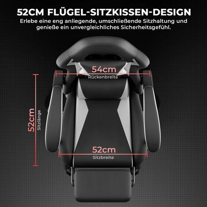 Ergonomic Gaming Chair with Lumbar Support & Headrest, Adjustable Gamer Chair, Reclining PC Office Chair with Footrest for Adults