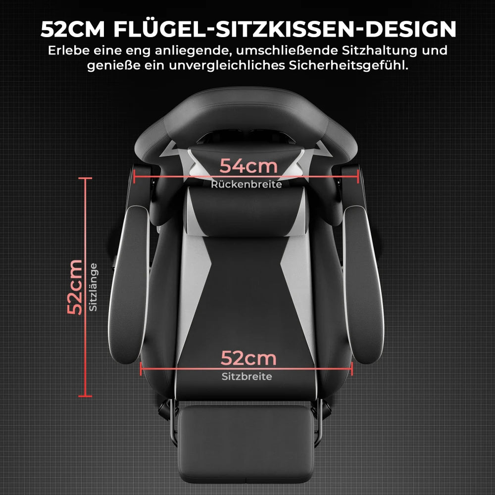 Ergonomic Gaming Chair with Lumbar Support & Headrest, Adjustable Gamer Chair, Reclining PC Office Chair with Footrest for Adults