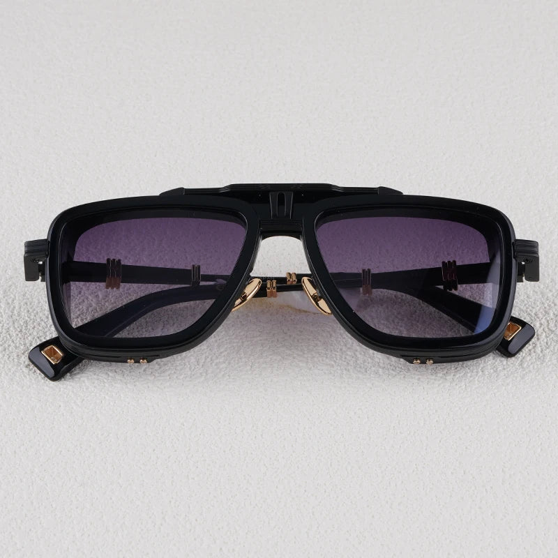 Gto Square Alloy Thick Frame Gradient Sunglasses for Men and Women High Quality Brand Designer uv400 Outdoor Trendy Eyeglasses