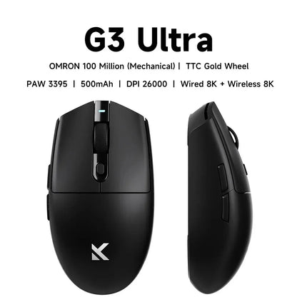 MCHOSE G3 Ultra Wireless Gaming Mouse Tri-Mode PAW3395 26000 DPI, 8K Polling Rate, 64g Ultra-Lightweight Wireless Gaming Mouse for PC, Laptop & Office