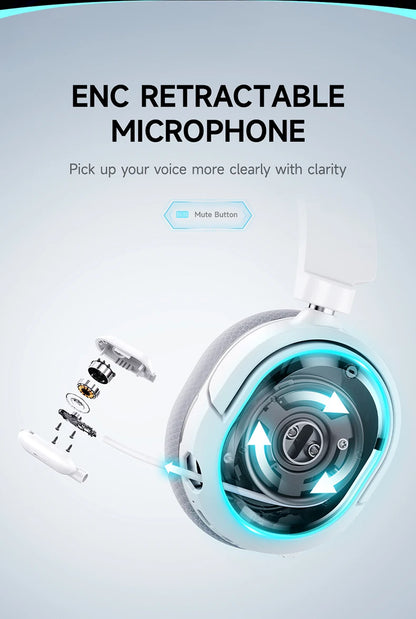 Picun G2 Kabelloses Gaming-Headset Bluetooth 5.3 – 7.1-Surround-Sound, Gaming-Kopfhörer mit 5ms niedriger Latenz und ENC-Mikrofon für PC, PS5, PS4, Switch & Mobilgeräte