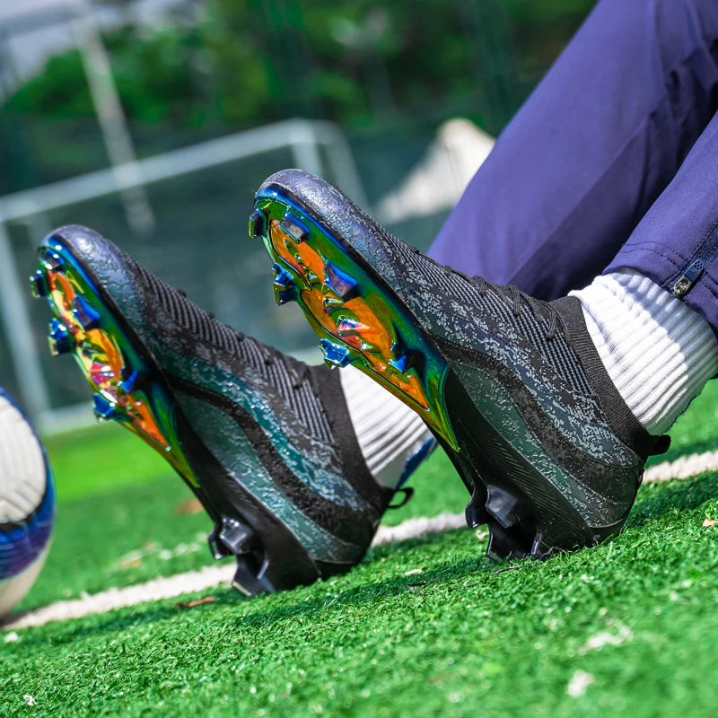 Chaussures de Football de sport pour hommes Fg/Ag, ongles longs, prairie artificielle pour adultes, chaussures spécifiques à l'entraînement durables, chaussures hautes antidérapantes