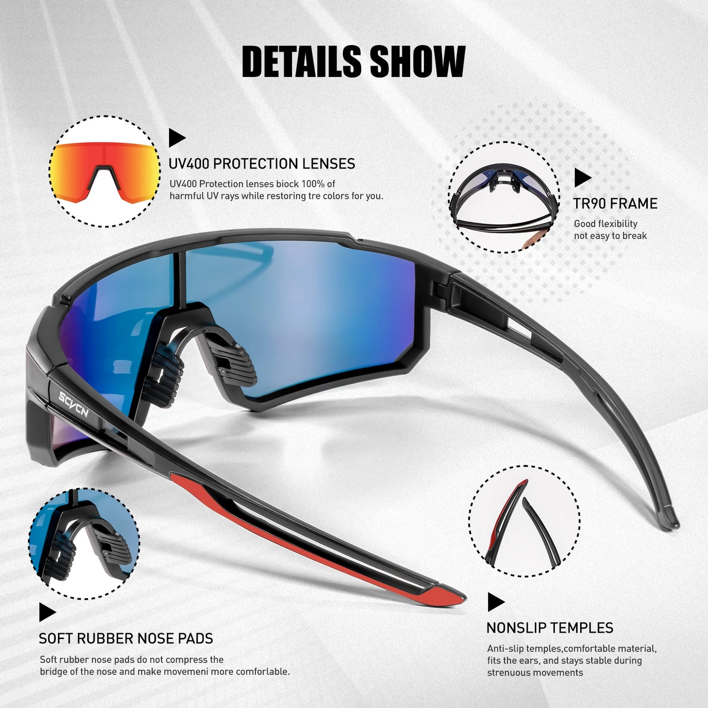 Scvcn Sunglasses Cycling Glasses Photochromic Sports for Men Sun Mountain Bike Road Bicycle Eyewear Goggles UV400 Polarized MTB
