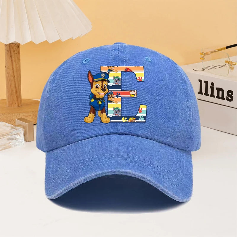 Paw Patrol Fashion Baseball Cap for Men Women Cartoon Letter A-Z Printed Peaked Caps Male Female Summer Hip Hop Sunshade Hat