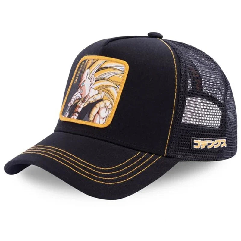 Dragon Ball Son Goku -lippalakki, baseball-lippalakki, kesälippalakki, miesten brodeerattu hip-hop-aurinkolippalakki, säädettävä trucker-lippalakki, verkkokangaslippalakki
