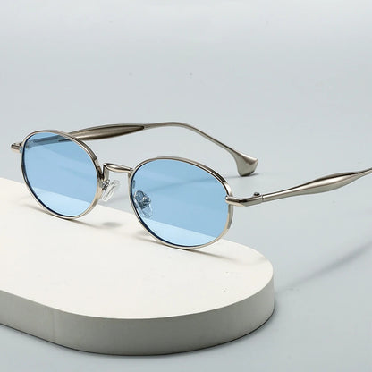 Metal Oval Lens Sunglasses UV Protection Retro Small Frame Sun Glasses Classic Brand Designer Eyepiece for Women Men