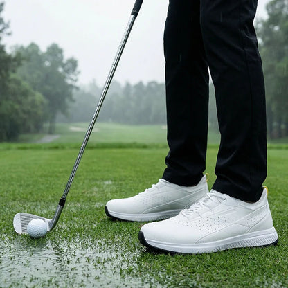 Zapatos deportivos de golf para hombre impermeables de cuero de alta calidad, zapatos deportivos para competición de golf, zapatos formales para campo de golf, zapatos de entrenamiento para hombre