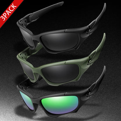 3-PACK Trendy Outdoor Tactics Sports Sunglasses Men and Women Cycling Glasses Driving Camping Travel Colorful Goggles