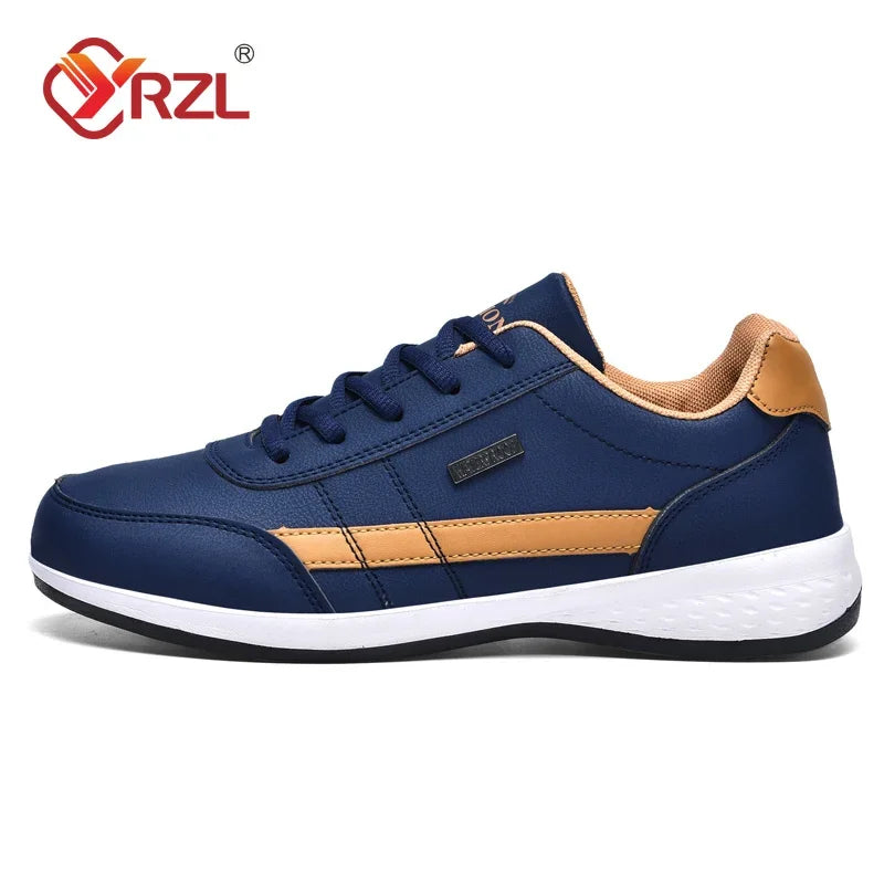 YRZL férfi cipő tavaszra és őszre, vízálló gyalogló sneaker, szabadidős férfi bőr sportcipő, csúszásmentes lábbeli, teniszcipő férfiaknak