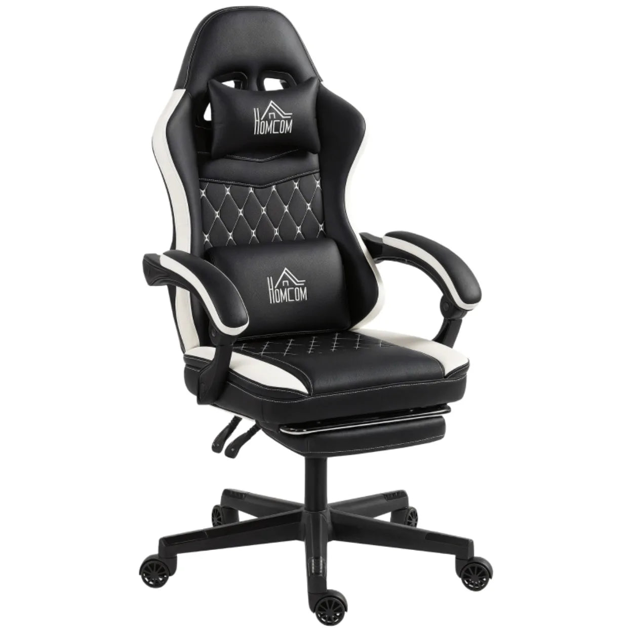 Ergonomic Gaming Chair with Footrest, Adjustable Reclining Computer Chair with Headrest & Lumbar Support, Faux Leather Swivel Gamer Chair