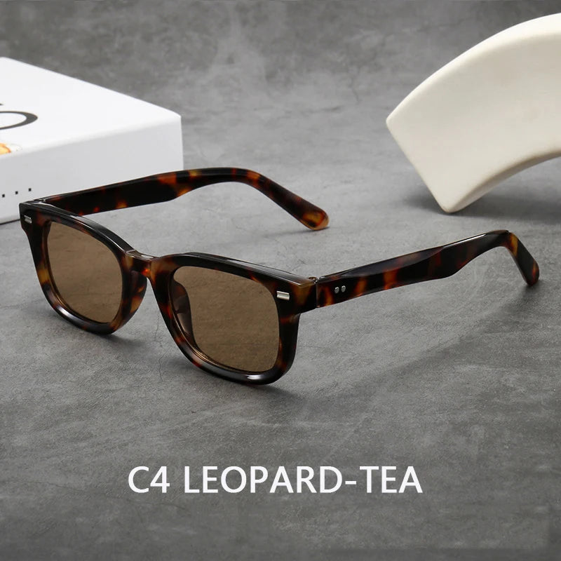 Men's Thick Framed Retro Brown Sunglasses Narrow Framed Hip-hop Style Rapper Eyewear Vacation Sunglasses UV400