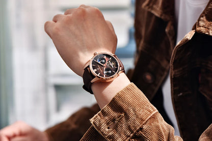 PAGANI DESIGN – Mechanische Luxusuhr für Herren, 41 mm, Saphirglas, Lederarmband, wasserdicht, Pilotenstil, mit Tourbillon und Mondphase