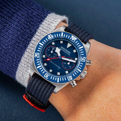 SEESTERN Chronograph Man's Watch Mechanical Tianjin ST1901 Movement Sapphire Wristwatches Nylon Sticker Strap Luminous Skeleton