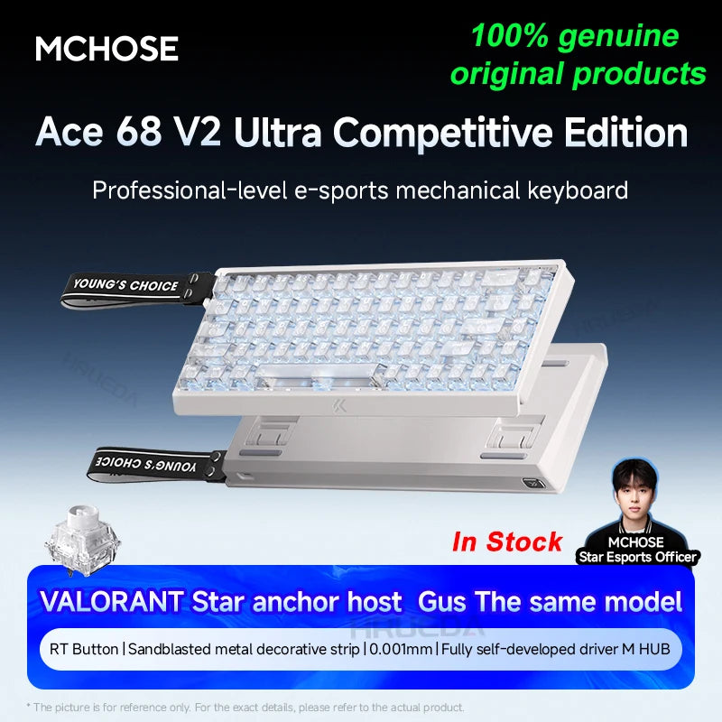 MCHOSE ACE 60 Pro ACE68 V2 Customized Magnetic Axis Gaming Mechanical Keyboard Wired Hot Swap 0.08ms 0.001mmRT 8KHz 256K SOCD/RS