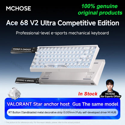 MCHOSE ACE 60 Pro ACE68 V2 Customized Magnetic Axis Gaming Mechanical Keyboard Wired Hot Swap 0.08ms 0.001mmRT 8KHz 256K SOCD/RS