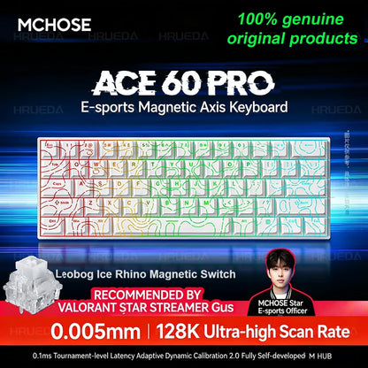 MCHOSE ACE 60 Pro ACE68 V2 Customized Magnetic Axis Gaming Mechanical Keyboard Wired Hot Swap 0.08ms 0.001mmRT 8KHz 256K SOCD/RS