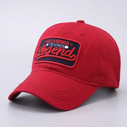 3D letter embroidered baseball cap, all cotton LEGEND washed curved brim hat, suitable for outdoor sports and sun protection