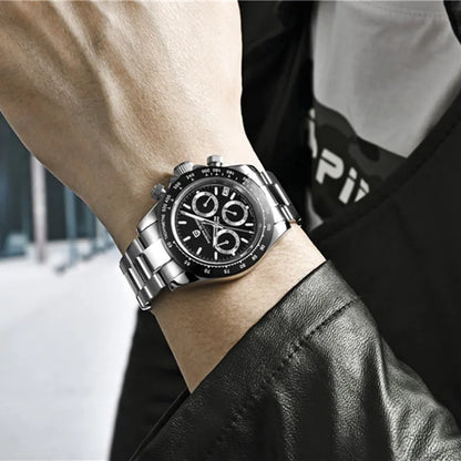 Montre-bracelet pour homme PAGANI DESIGN – Chronographe de luxe, mouvement à quartz MIYOTA VK63, verre saphir, étanche, style sportif