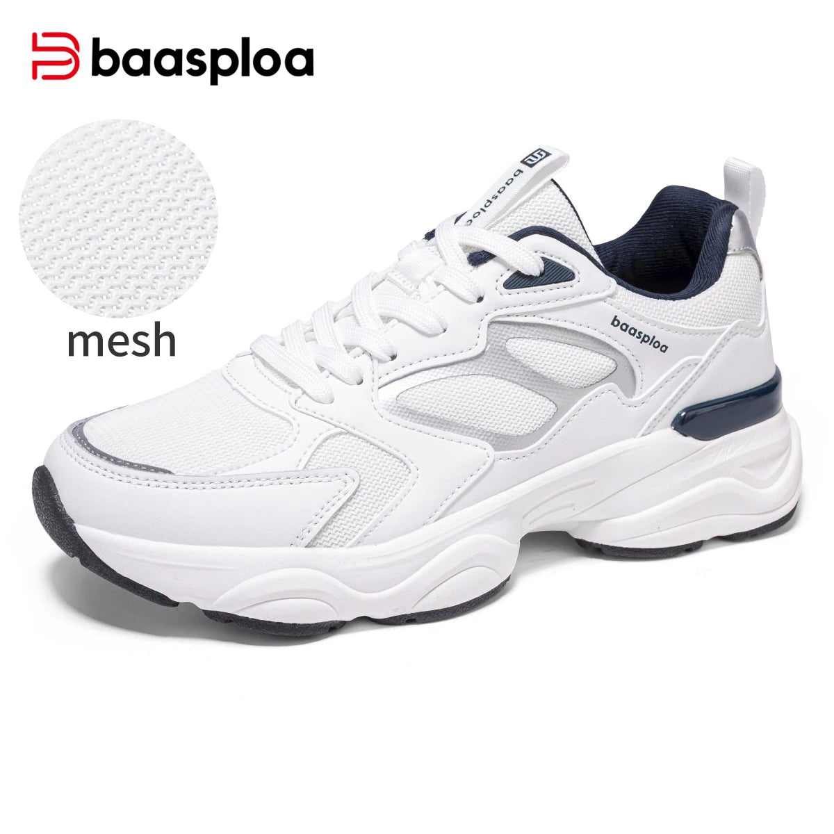 Baasploa Women Walking Shoes Lightweight Mesh Breathable Sport Shoes Comfort Soft Female Leather Height Increase Casual Sneakers