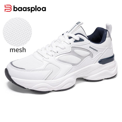 Baasploa Women Walking Shoes Lightweight Mesh Breathable Sport Shoes Comfort Soft Female Leather Height Increase Casual Sneakers