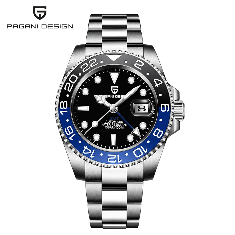 PAGANI DESIGN 40MM GMT Watches for Men Luxury Sapphire AR Mechanical Watch Ceramic Bezel Automatic 100M Waterproof Gift watch