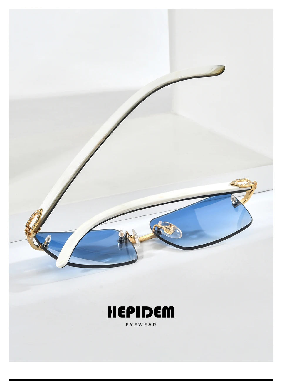 HEPIDEM Buffalo Horn Glasses Men Famous Brand Design Rimless Sunglasses Women Luxury Eyewear Horn-Rim Frameless Buffs Eyeglasses