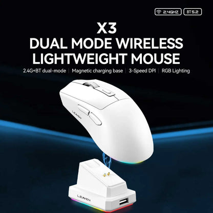 X3 Wireless Bluetooth Mouse 2.4G Dual-Mode Connection, DPI Adjustable,Lightweight Gaming Mouse,RGB Light,300mAh Battery Capacity