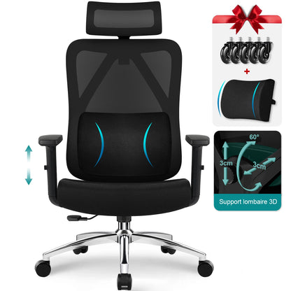 Daccormax Ergonomic Office Chair, Mesh Desk Chair Adjustable Lumbar Support, Swivel Tilt Wheels for Home Office Gaming