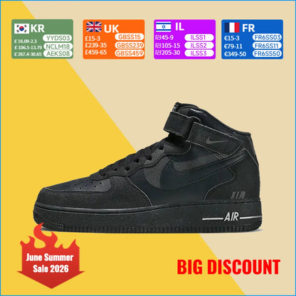 Nike Air Force 1 Mid unisex tenisice – potpora gležnju, klasična amortizacija i udobnost te izdržljivost za cjelodnevno nošenje DQ7666-001