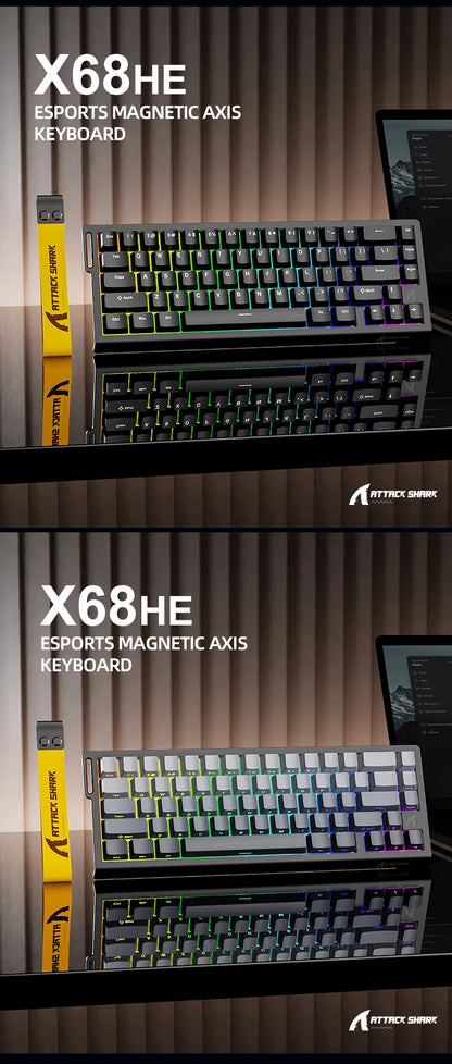 ATTACK SHARK X68HE Esports Magnetic Axis Keyboard 8KHz Return Rate, Total Area 0.01mm, and 0.125ms Rate Class Ultra-Low Latency