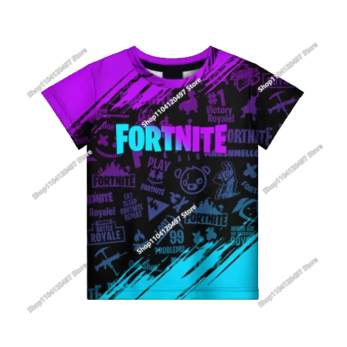Tricou casual pentru copii Summer Fashion Fortnite Mascot, imprimeu 3D, unisex, pentru băieți și fete, îmbrăcăminte pentru copii, top T-shirt