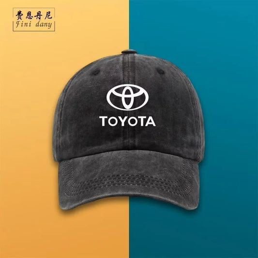 New 2026 high-quality Toyota pure cotton baseball cap with a vintage washed soft-top design, suitable for outdoor cycling and su