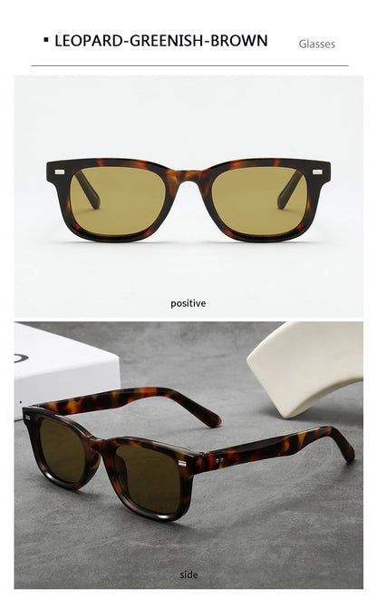 Men's Thick Framed Retro Brown Sunglasses Narrow Framed Hip-hop Style Rapper Eyewear Vacation Sunglasses UV400