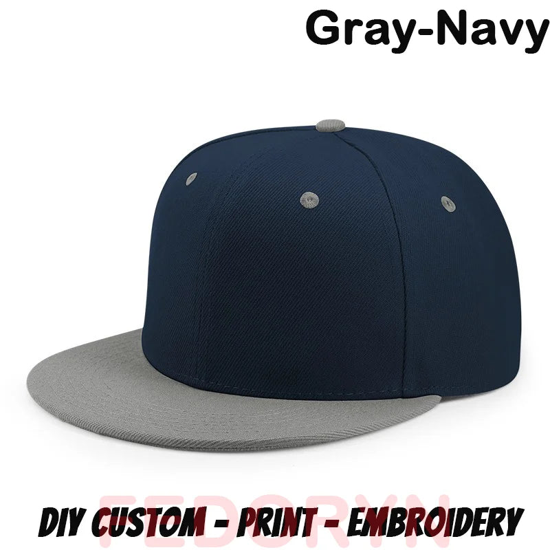 Fedoryn Custom Snapback Caps Splice Color Embroidery Hip Hop Cap for Women and Men DIY LOGO Design Print Hats Unisex Wholesale