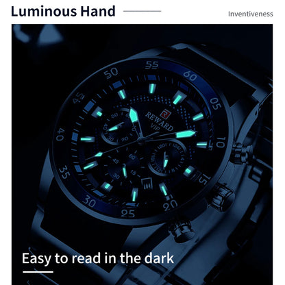 REWARD Big Dial Mens Watches Top Luxury Brand Sport Waterproof Watch Men Chronograph Quartz Clock Automatic Date WristWatches