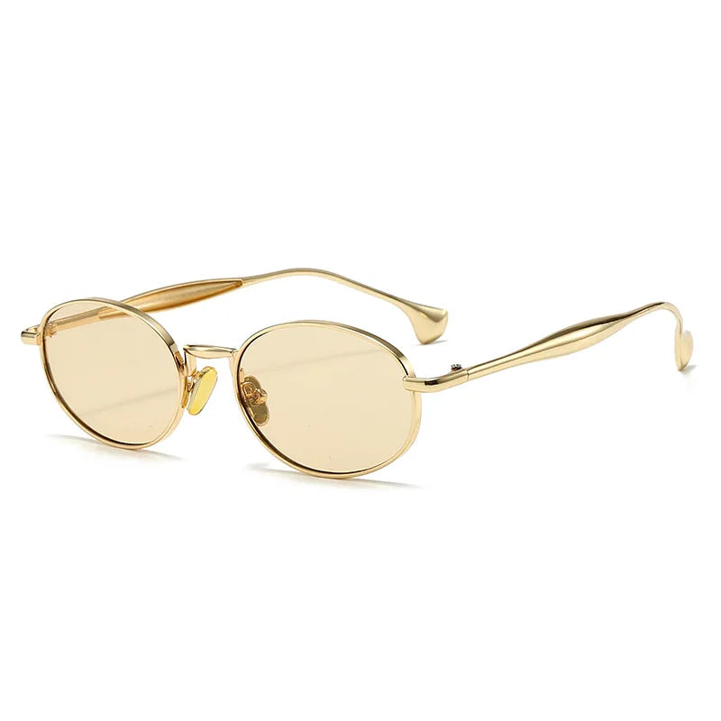 Metal Oval Lens Sunglasses UV Protection Retro Small Frame Sun Glasses Classic Brand Designer Eyepiece for Women Men