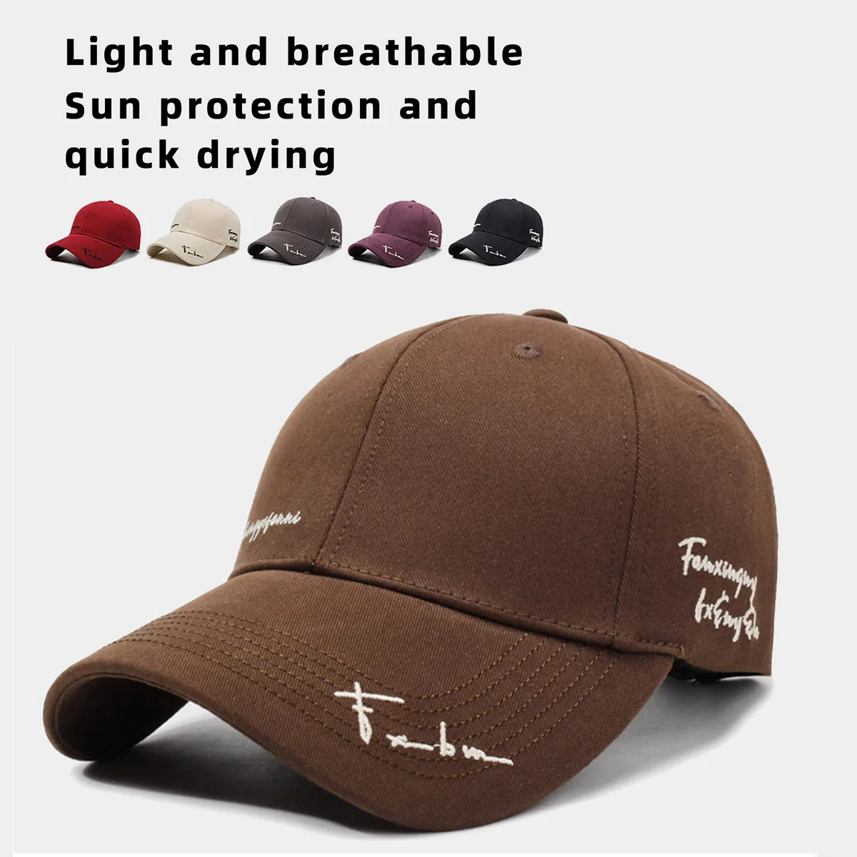 Deep-Top Large-Brim Baseball Cap for Women, 2026 New Style, Face-Slimming, Wide Brim, Summer Sun Protection Hat, Embroidered Letters, Fashionable for Men